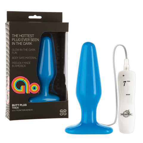 GLO - Anal Plug Thick Vibrating Blue