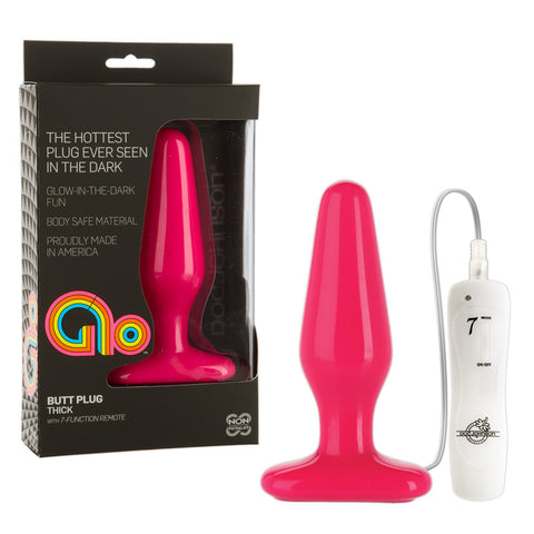 GLO - Anal Plug Thick Vibrating Pink
