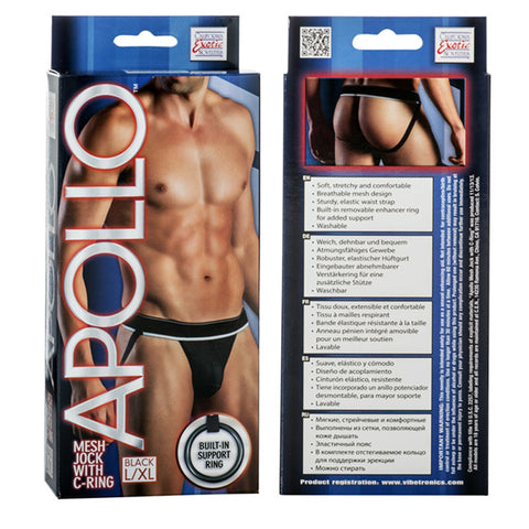 Apollo Mesh Jock with C-Ring Black L/XL